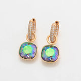 Square Hoops Earrings with Austrian Crystal for Bridal Wedding Party