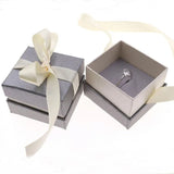 Square Jewelry Set Box Necklace Paper Box Grey Box with Ribbon