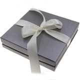 Square Jewelry Set Box Necklace Paper Box Grey Box with Ribbon