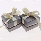 Square Jewelry Set Box Necklace Paper Box Grey Box with Ribbon