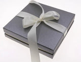 Square Jewelry Set Box Necklace Paper Box Grey Box with Ribbon