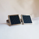 Square Leather French Cufflinks for Men's Shirts