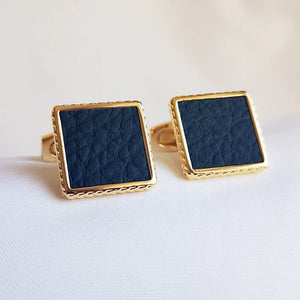 Square Leather French Cufflinks for Men's Shirts