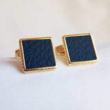 Square Leather French Cufflinks for Men's Shirts