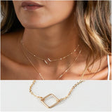 Square Necklace Jewelry Filled Choker Pendants Collier Femme Kolye