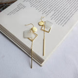 Square Opal Drop Earrings 925 Silver Tassel Earrings Girls Dangle