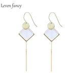 Square Opal Drop Earrings 925 Silver Tassel Earrings Girls Dangle