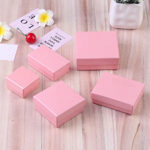 Square Pink Jewelry Travel Packaging Box Necklace Ring Earrings Bracelet
