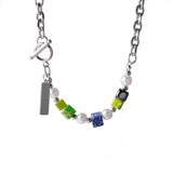 Square Pearl Antique Necklace Hip Hop China-Chic Style Sweater Chain