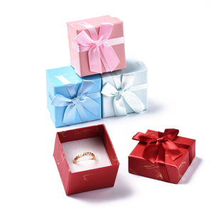 Square Ring Cardboard Jewelry Box with Sponge 5~6.6cm DIY Marriage Gift