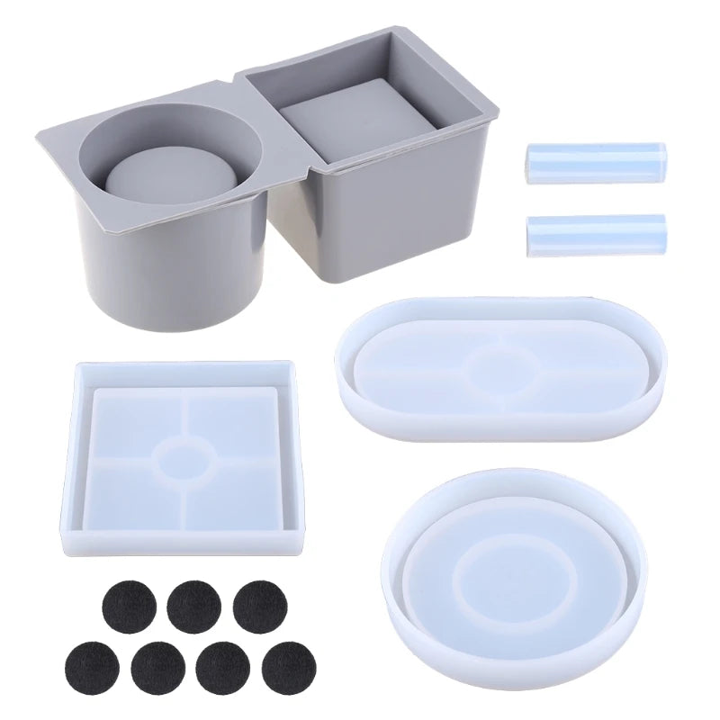 Round Concrete Flower Pot Tray Silicone Mould Epoxy Resin Mold DIY Crafts