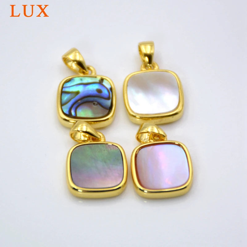 Square Sea Shell Pendant Geometric Necklace Mother of Pearl Jewelry