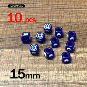 Square Evil Eye Beads Four Side Eyes DIY Pendant Key Chain Necklace