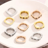 Stainless Steel Roman Numeral Ring Rhinestone Wedding Band