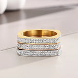 Stainless Steel Roman Numeral Ring Rhinestone Wedding Band