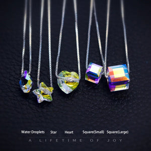 Colorful Austrian Crystal Square Sugar Cube Necklace Pendant