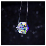 Colorful Austrian Crystal Square Sugar Cube Necklace Pendant