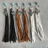 Turquoise Cactus Charm Tassel Earrings Brown