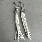 Turquoise Cactus Charm Tassel Earrings Brown
