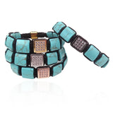 Turquoise Bracelet with Zircon Beads Men's Jewelry