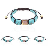 Turquoise Bracelet with Zircon Beads Men's Jewelry