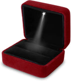 LED Light Velvet Ring Box Jewelry Gift Display Case