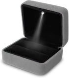 LED Light Velvet Ring Box Jewelry Gift Display Case