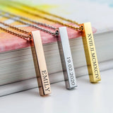 Personalized Square Bar Necklace with Name Engraving