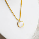 Square Shell Necklace Stainless Steel Charm Jewelry Gift