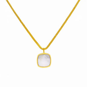 Square Shell Necklace Stainless Steel Charm Jewelry Gift