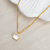 Square Shell Necklace Stainless Steel Charm Jewelry Gift