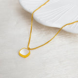 Square Shell Necklace Stainless Steel Charm Jewelry Gift