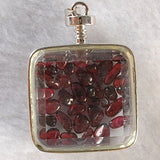 Square Wishing Bottle Necklace Pendant Pendulum Natural Crystal Crushed Stone