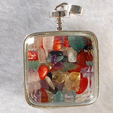 Square Wishing Bottle Necklace Pendant Pendulum Natural Crystal Crushed Stone