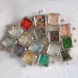Square Wishing Bottle Necklace Pendant Pendulum Natural Crystal Crushed Stone