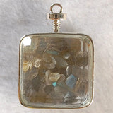 Square Wishing Bottle Necklace Pendant Pendulum Natural Crystal Crushed Stone
