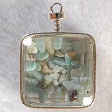 Square Wishing Bottle Necklace Pendant Pendulum Natural Crystal Crushed Stone