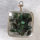 Square Wishing Bottle Necklace Pendant Pendulum Natural Crystal Crushed Stone
