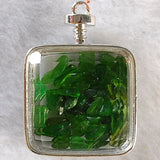 Square Wishing Bottle Necklace Pendant Pendulum Natural Crystal Crushed Stone