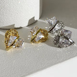 Zircon Crystal 925 Silver Plated Retro Mini Earrings