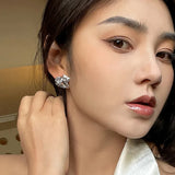 Zircon Crystal 925 Silver Plated Retro Mini Earrings