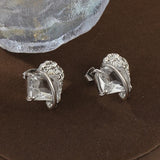 Zircon Crystal 925 Silver Plated Retro Mini Earrings