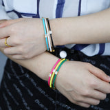 Square Zirconia Bangle Rose Neon Green Bracelet