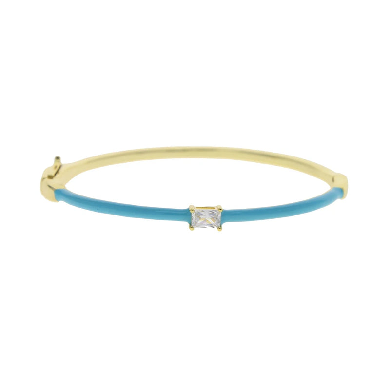 Square Zirconia Bangle Rose Neon Green Bracelet