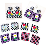 Square Lattice Flower Acrylic Pendant for DIY Earrings