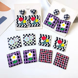 Square Lattice Flower Acrylic Pendant for DIY Earrings