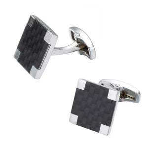 Square Carbon Fiber Cufflinks - Stylish Shirt Cuff Links