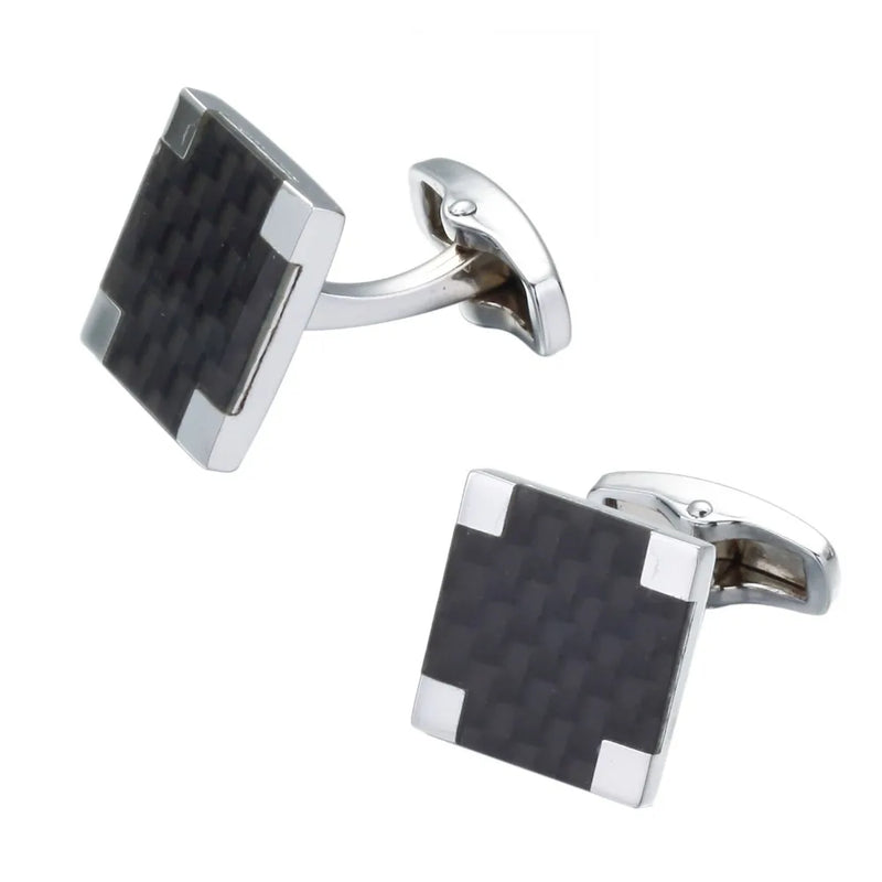Square Carbon Fiber Cufflinks - Stylish Shirt Cuff Links