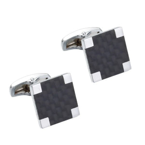 Square Carbon Fiber Cufflinks - Stylish Shirt Cuff Links