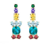 Square Earrings Long Tassel Candy Micro-Inlaid Zircon Flash Flowers S925